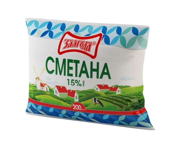 Сметана 15% 200гр Злагода